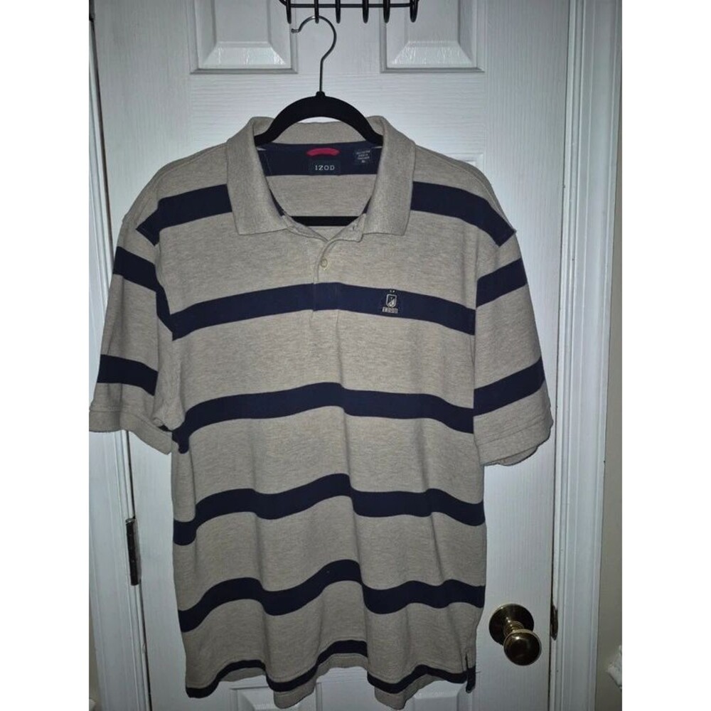 Men's XL Izod tan/navy shirt
